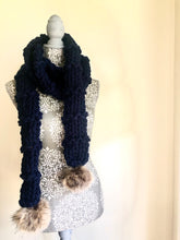 Load image into Gallery viewer, Long Pom Pom ribbed scarf